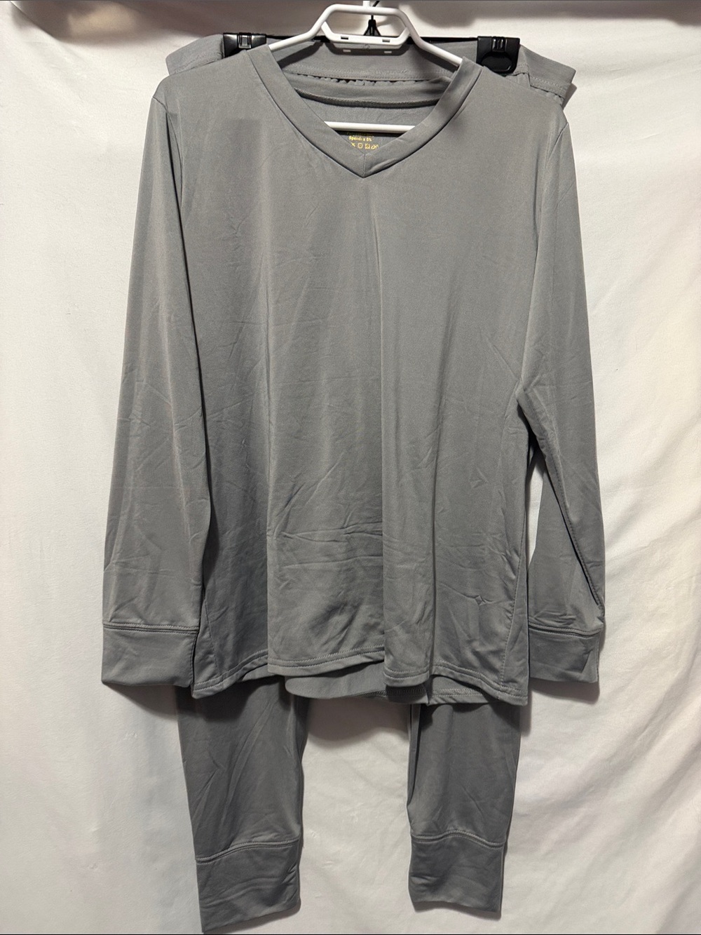 Women's Long Sleeve V-Neck Pajama Set - Gray